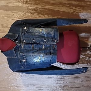 Gazoz Jean Jacket Bird and Flower Embroidered